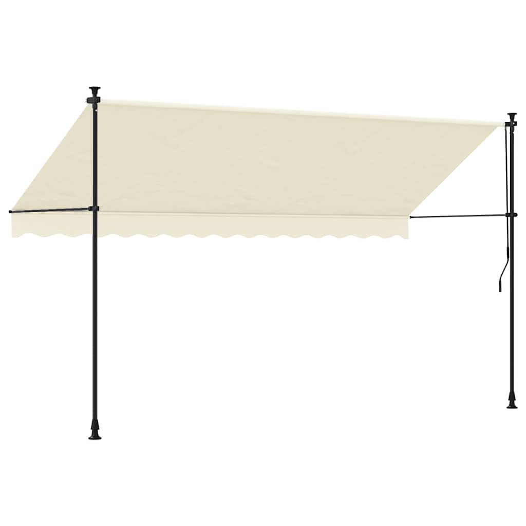 Uttrekkbar markise kremhvit 350x150 cm stoff og stål