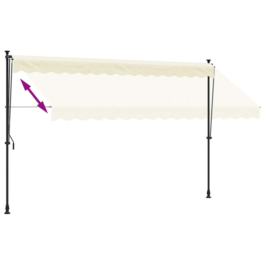 Uttrekkbar markise kremhvit 350x150 cm stoff og stål