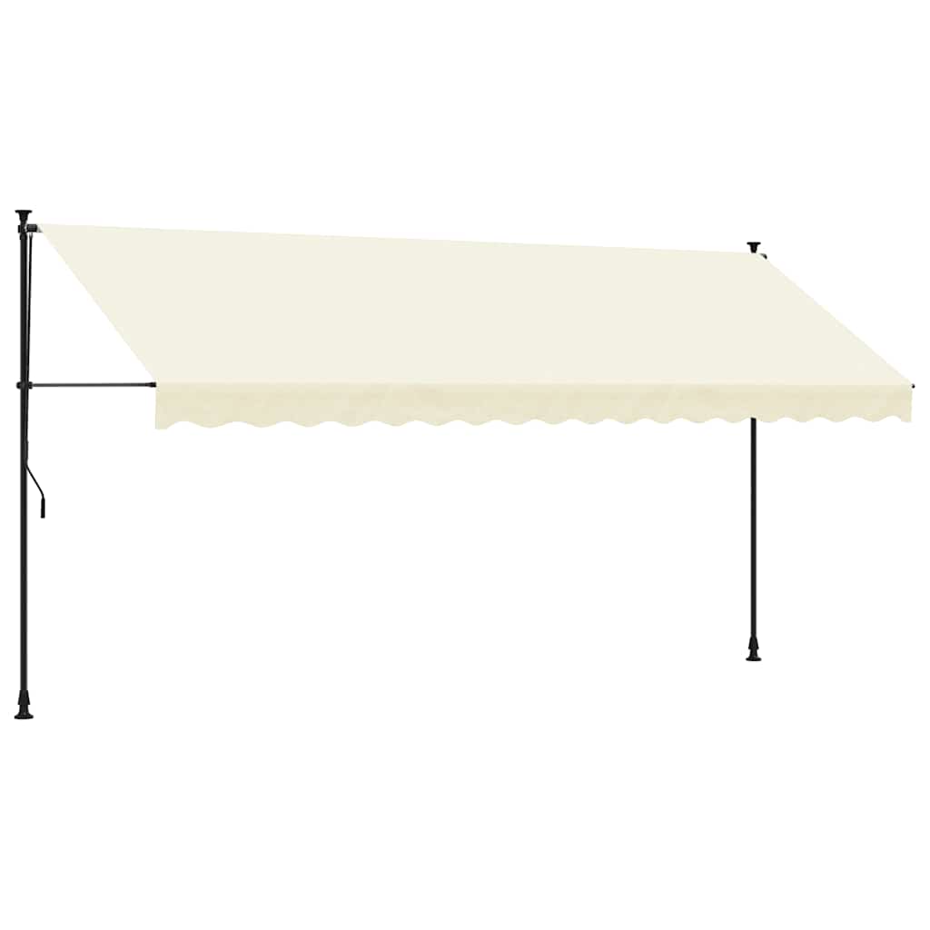 Uttrekkbar markise kremhvit 400x150 cm stoff og stål