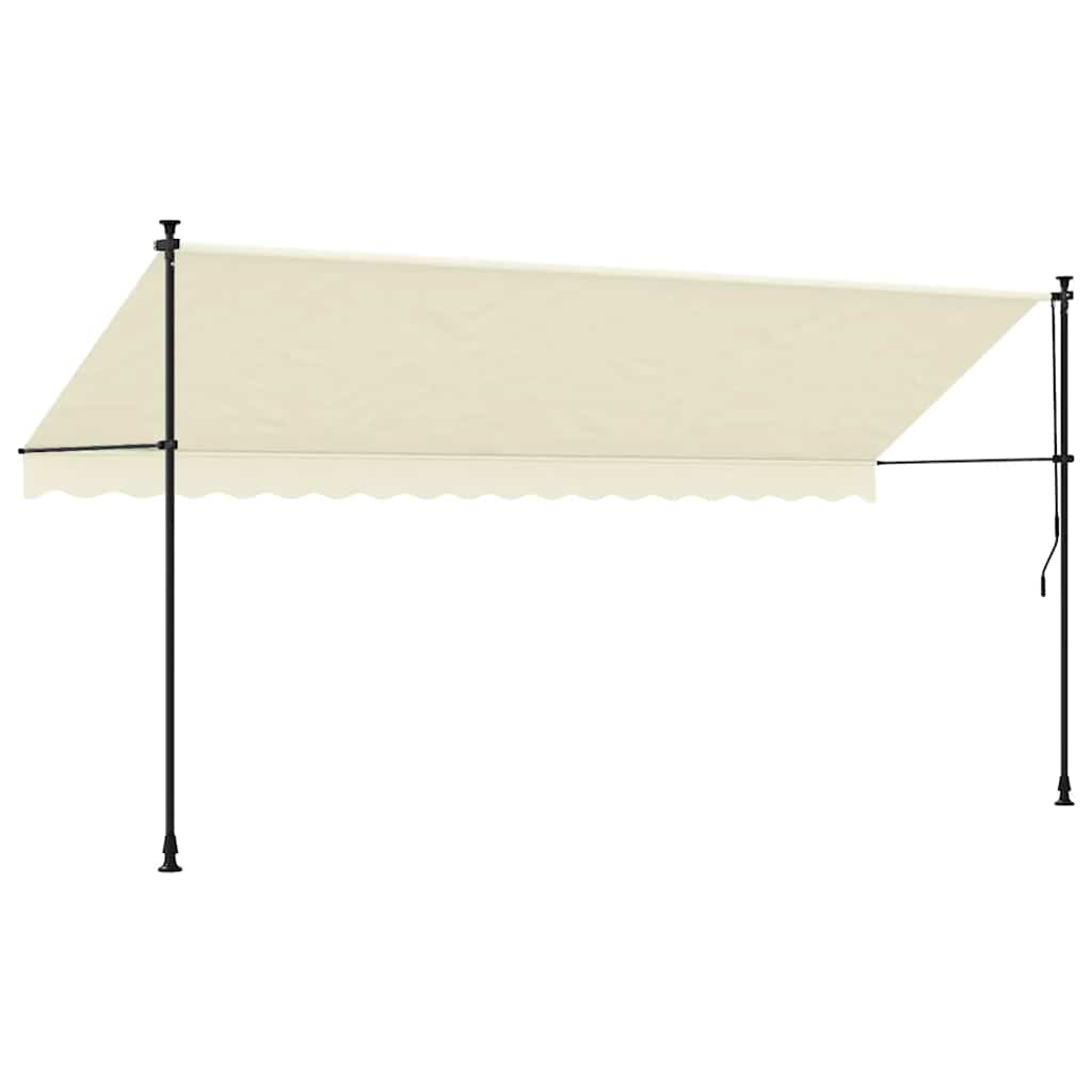 Uttrekkbar markise kremhvit 400x150 cm stoff og stål