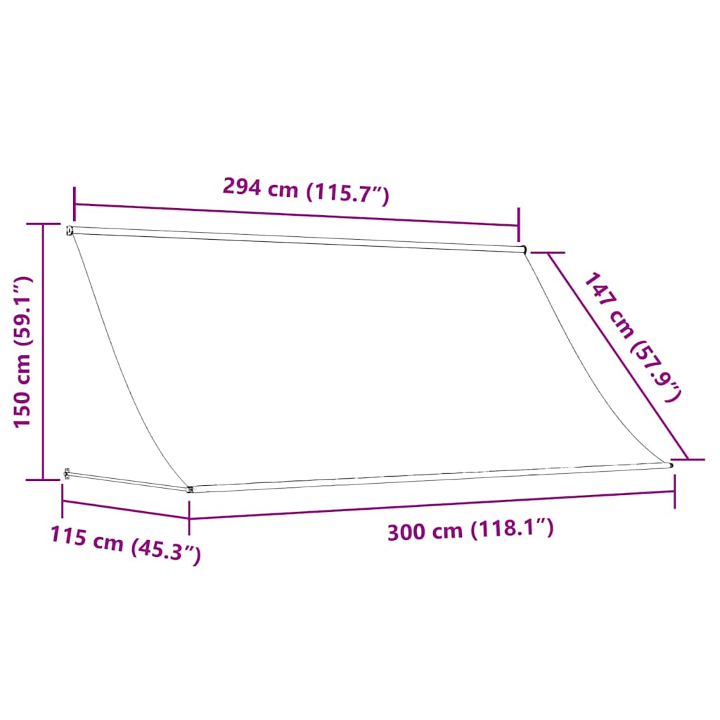 Uttrekkbar markise antrasitt 300x150 cm stoff og stål