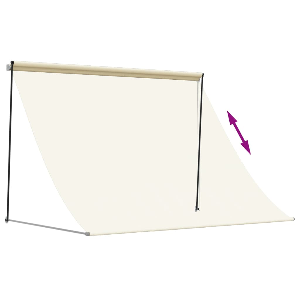 Uttrekkbar markise kremhvit 250x150 cm stoff og stål