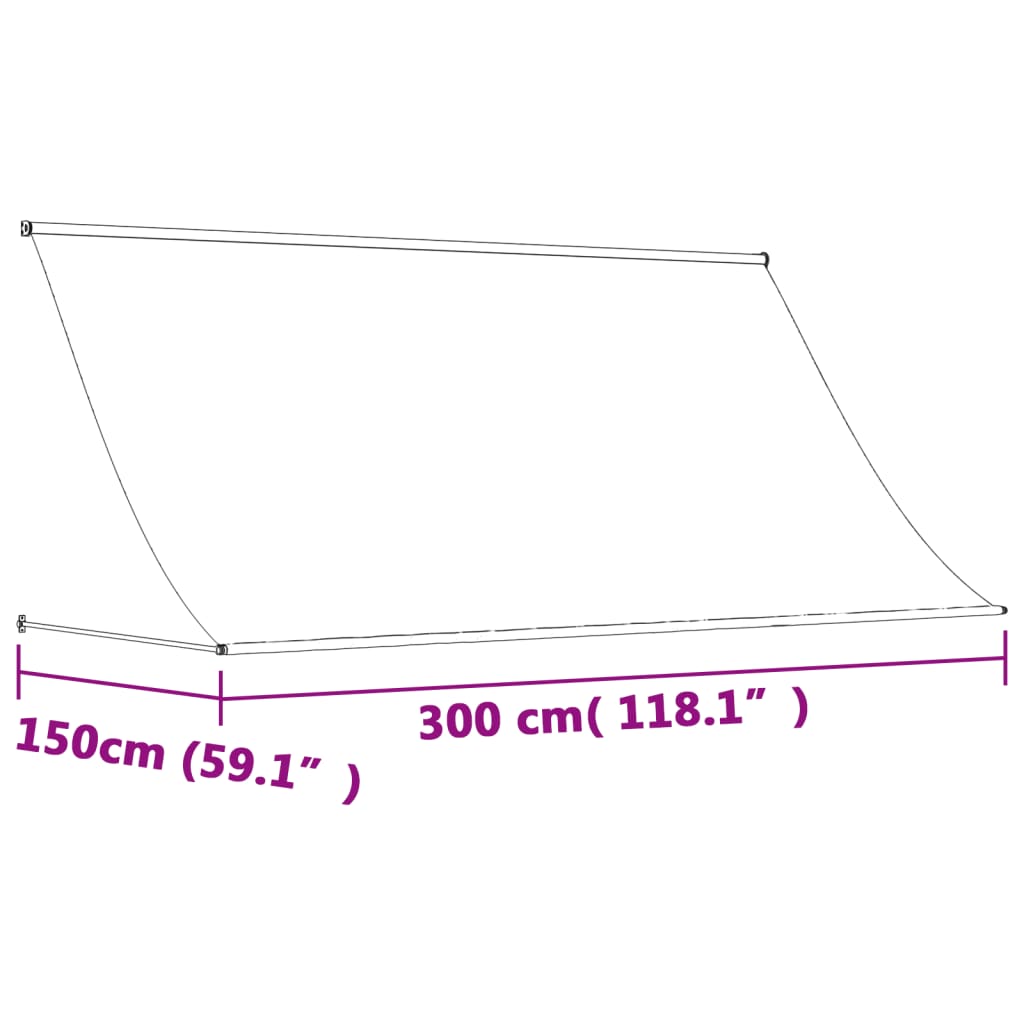Uttrekkbar markise kremhvit 300x150 cm stoff og stål