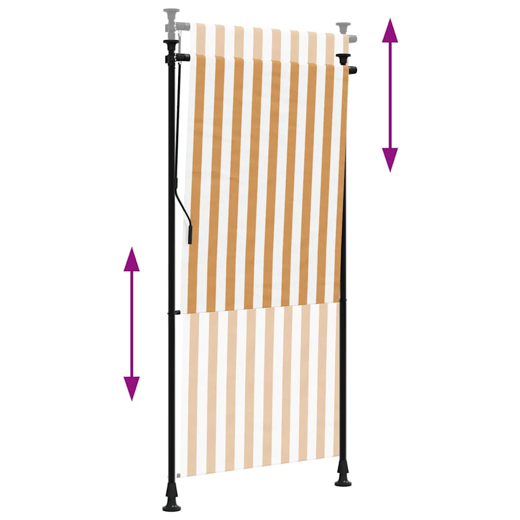Utendørs rullegardin oransje og hvit 100x270 cm stoff og stål