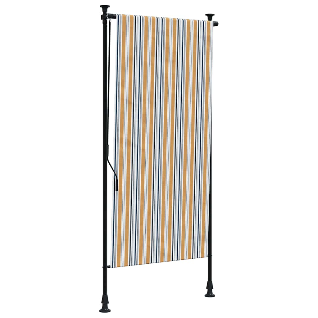 Utendørs rullegardin gul og hvit 100x270 cm stoff og stål vidaXL