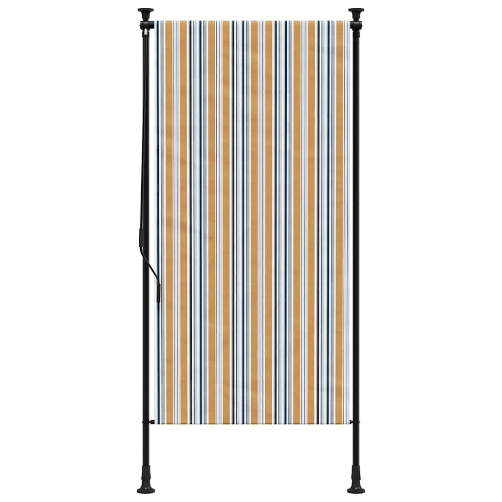 Utendørs rullegardin gul og hvit 100x270 cm stoff og stål vidaXL