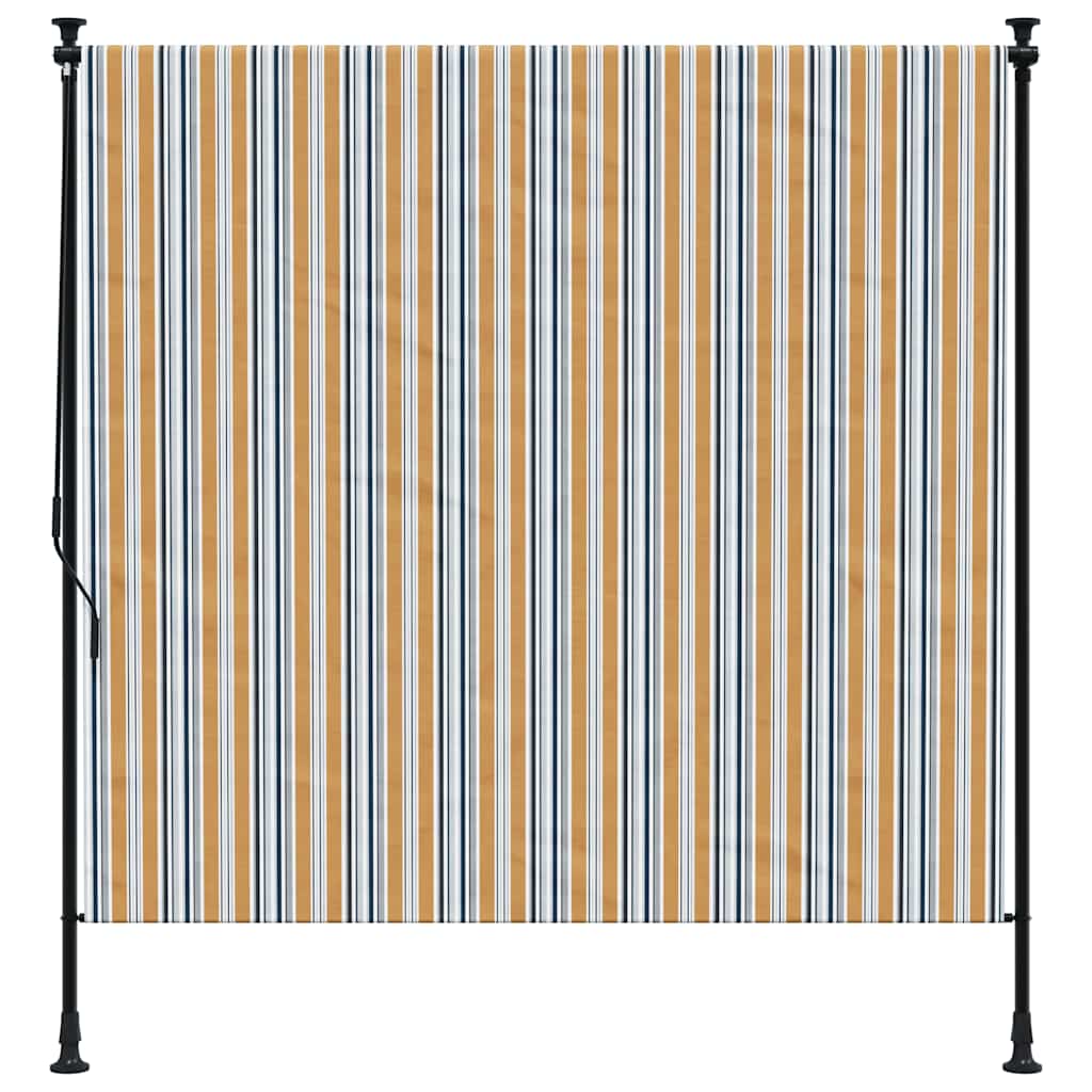 Utendørs rullegardin gul og hvit 200x270 cm stoff og stål vidaXL