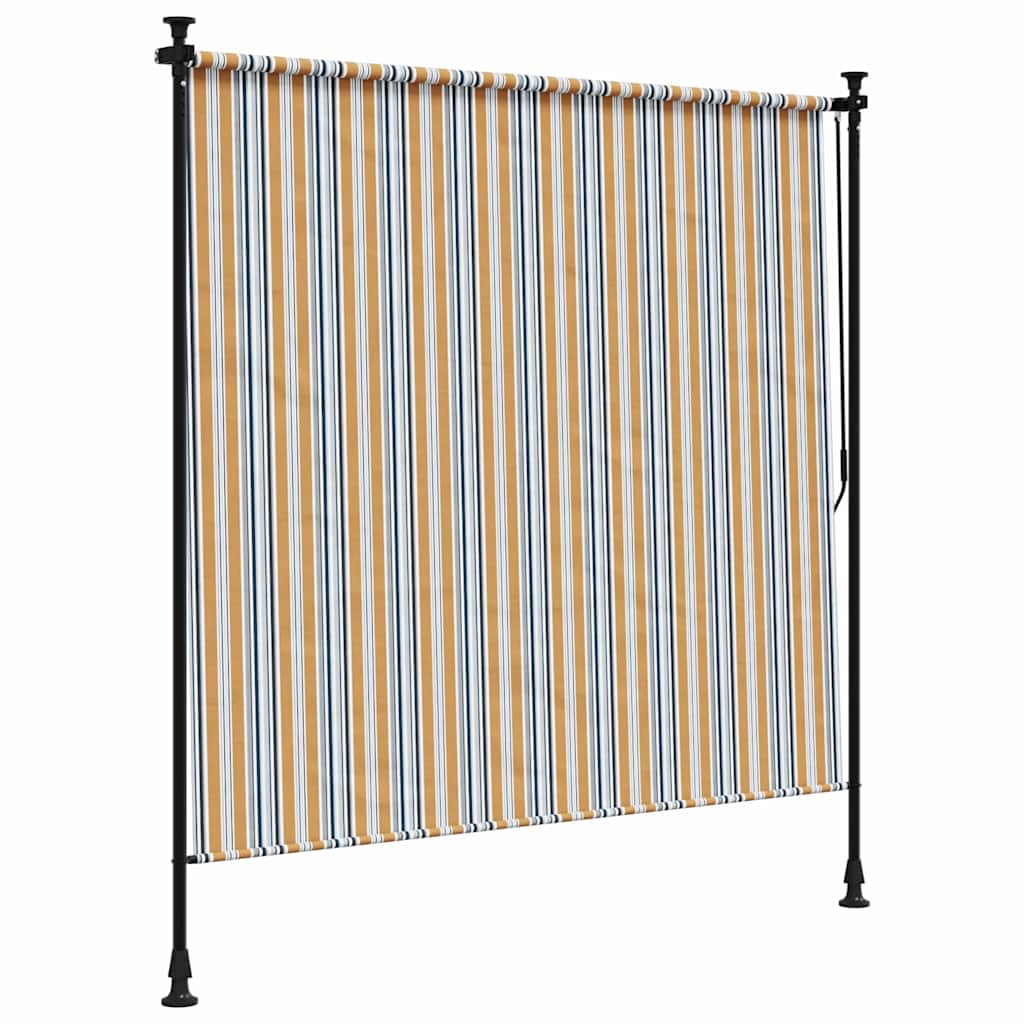 Utendørs rullegardin gul og hvit 200x270 cm stoff og stål vidaXL