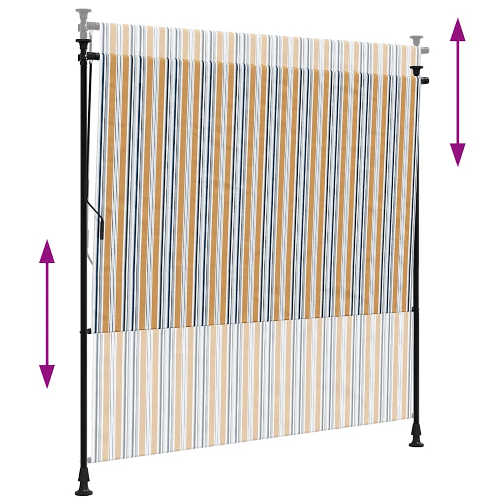 Utendørs rullegardin gul og hvit 200x270 cm stoff og stål vidaXL