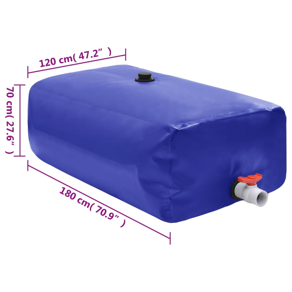 Vanntank med kran sammenleggbar 1500 L PVC