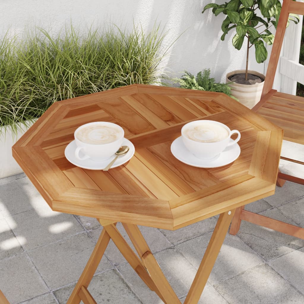 Bordplate 60x60x2,5 cm åttekantet heltre teak