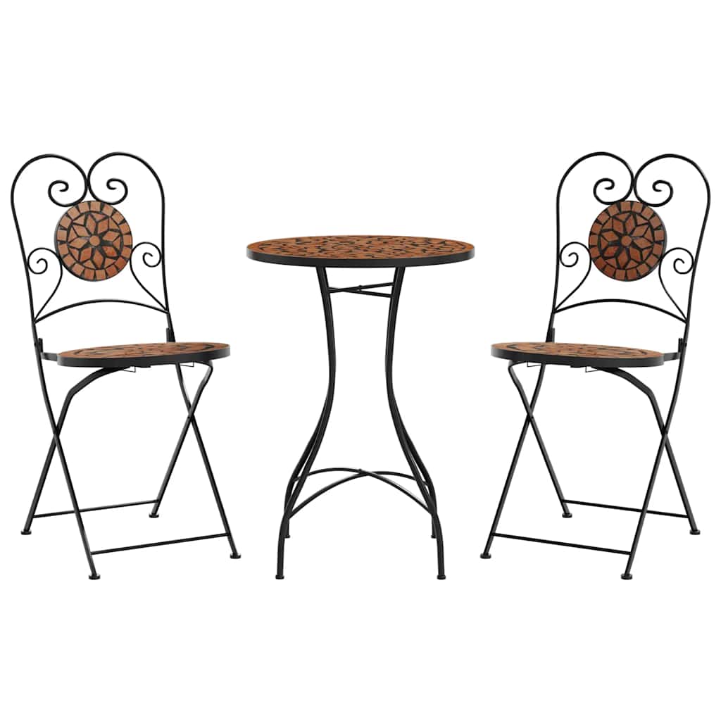 Bistrobord med mosaikk terrakotta jern og keramikk