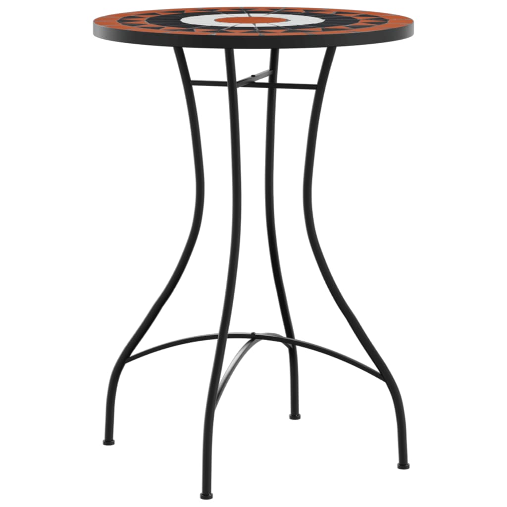 Bistrobord med mosaikk terrakotta og hvit jern og keramikk
