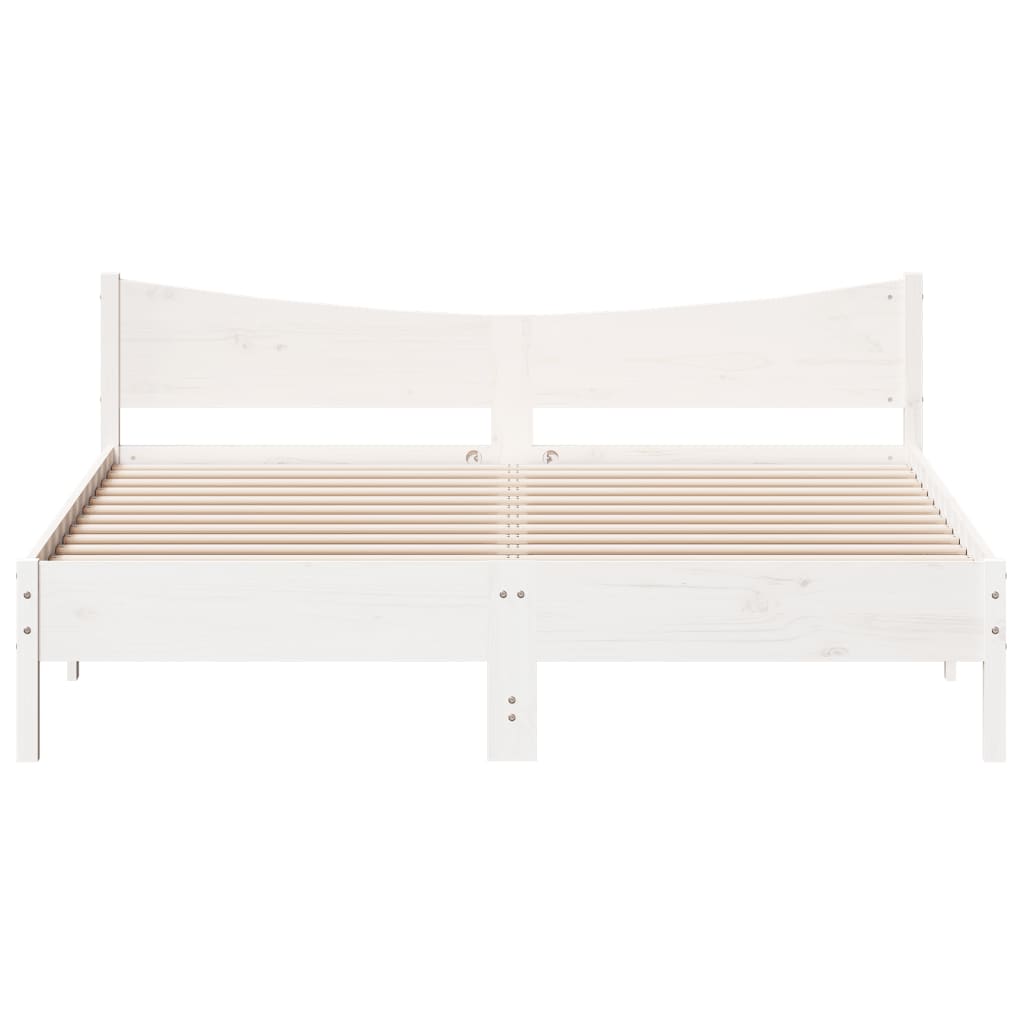 Sengeramme med madrass hvit 200x200 cm heltre furu