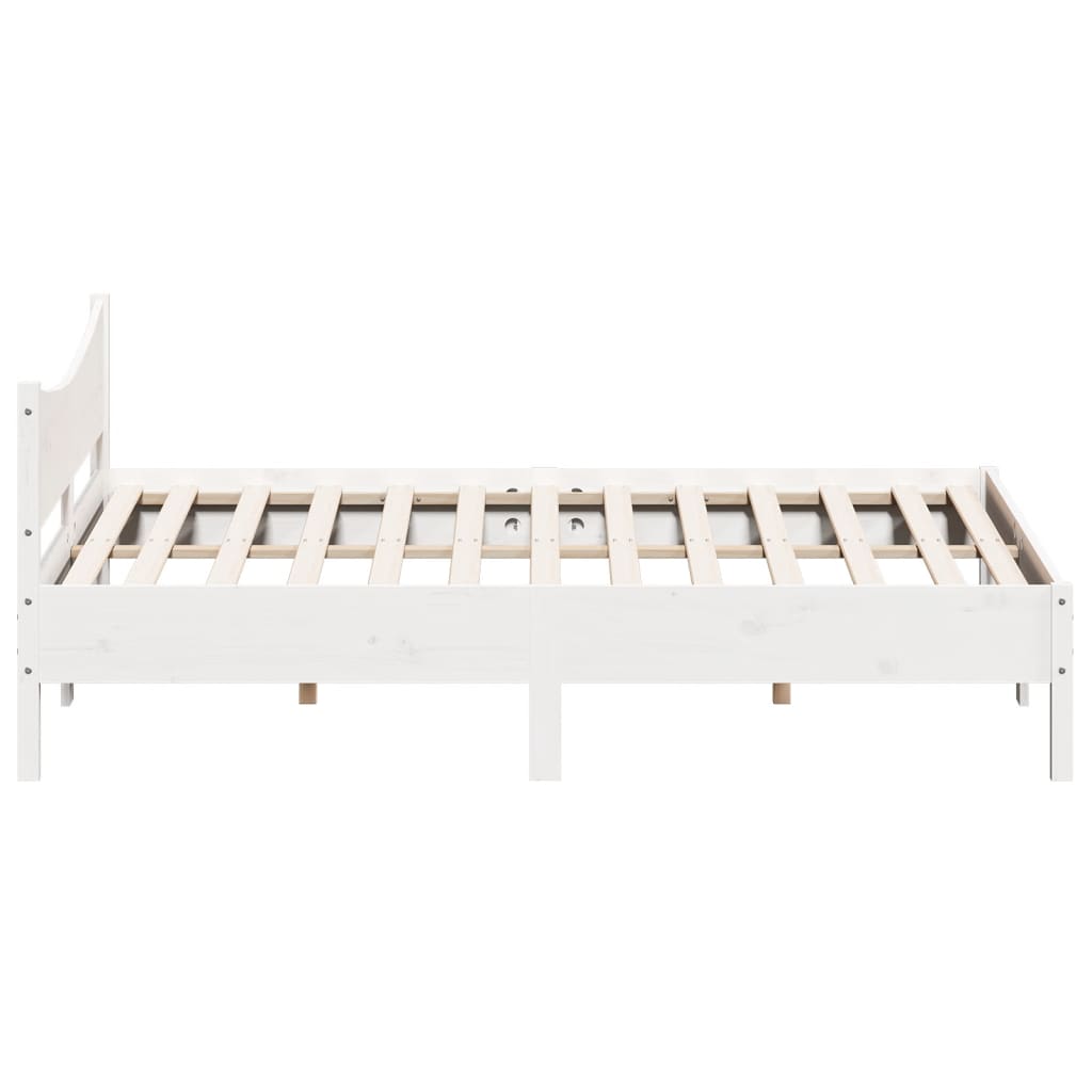 Sengeramme med madrass hvit 200x200 cm heltre furu