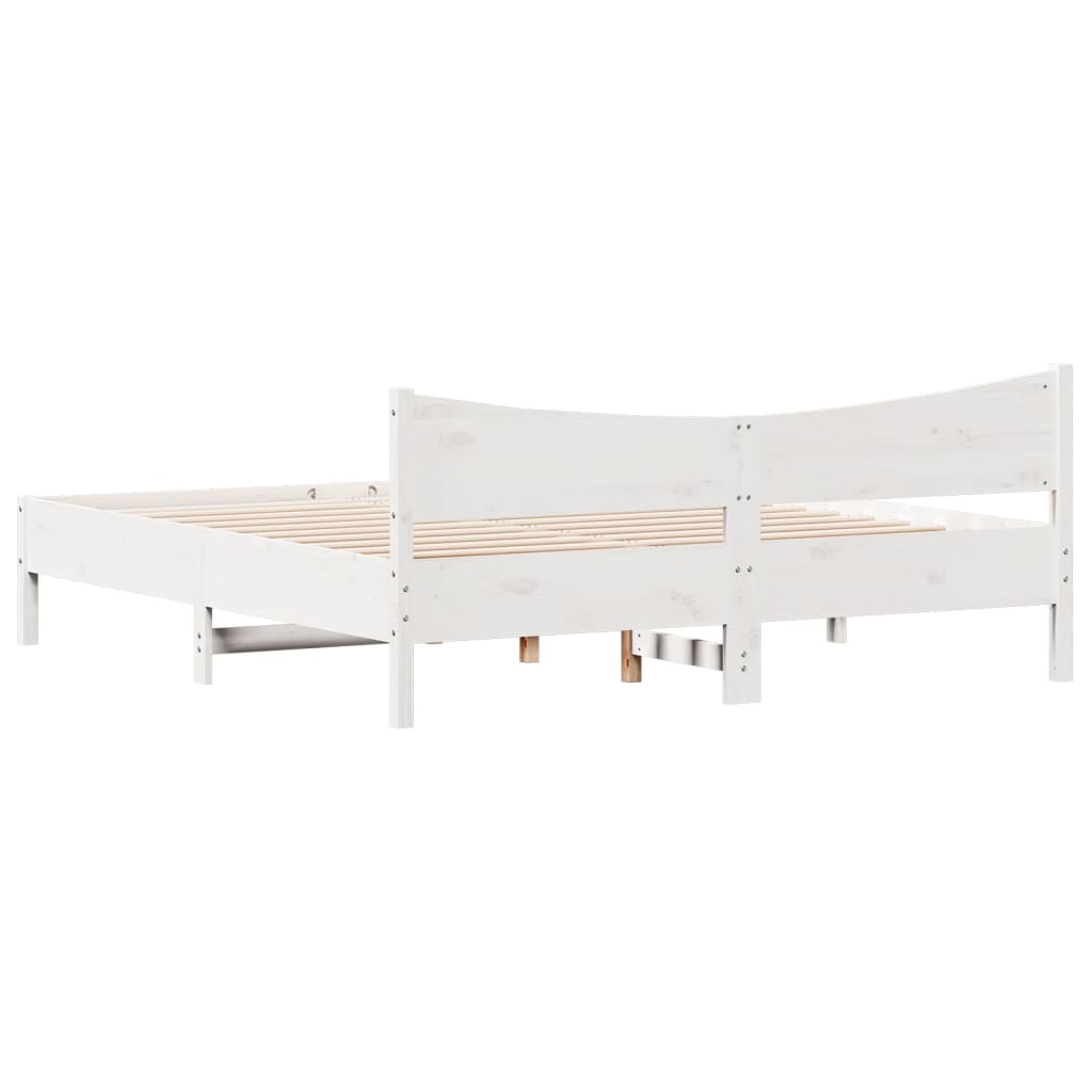 Sengeramme med madrass hvit 200x200 cm heltre furu