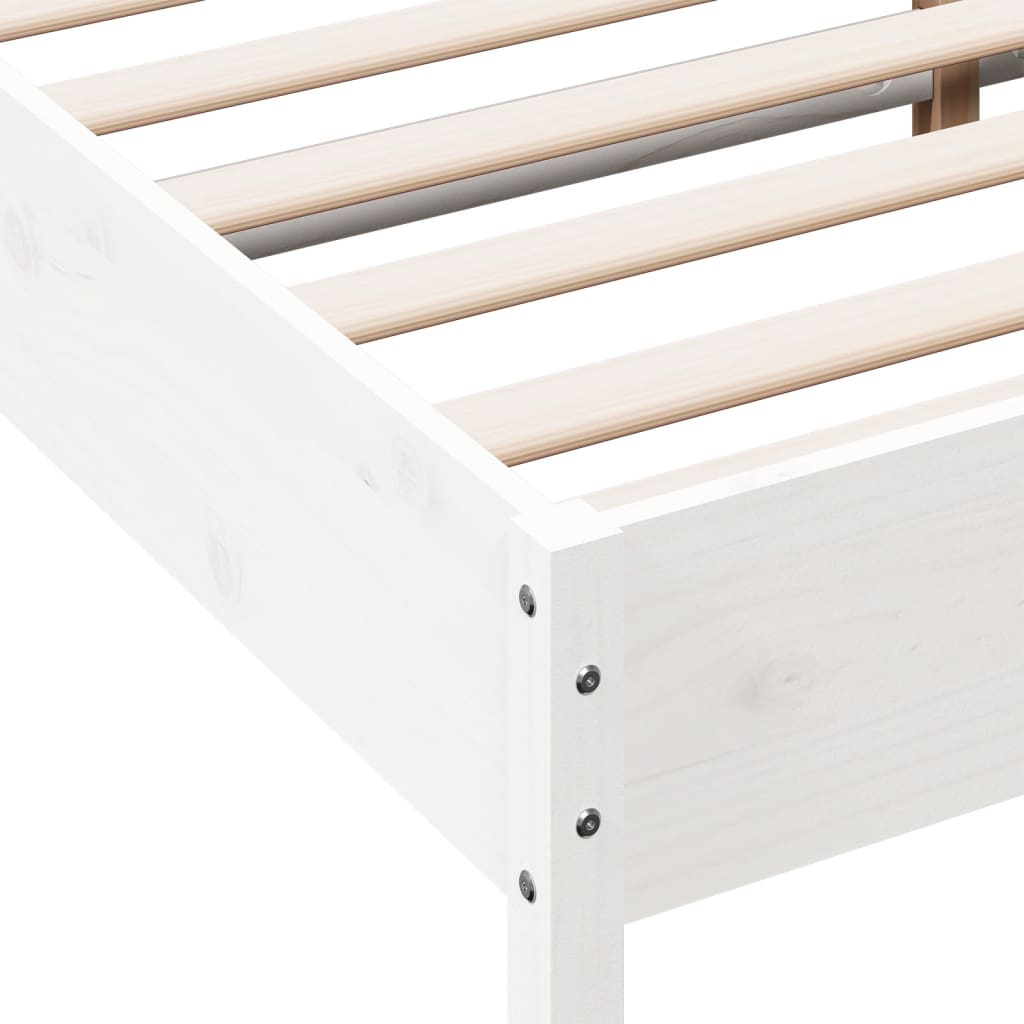Sengeramme med madrass hvit 200x200 cm heltre furu