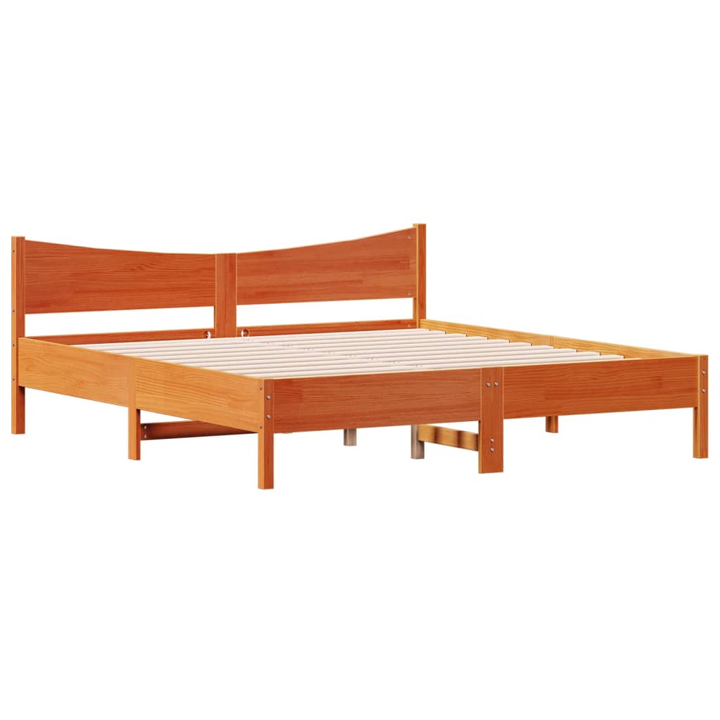 Sengeramme uten madrass voksbrun 200x200 cm heltre furu