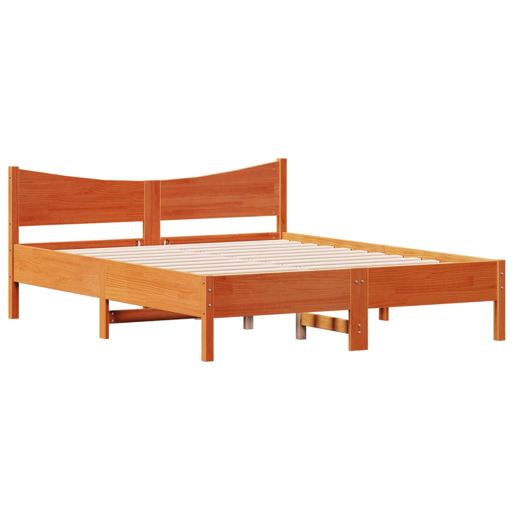 Sengeramme uten madrass voksbrun 160x200 cm heltre furu