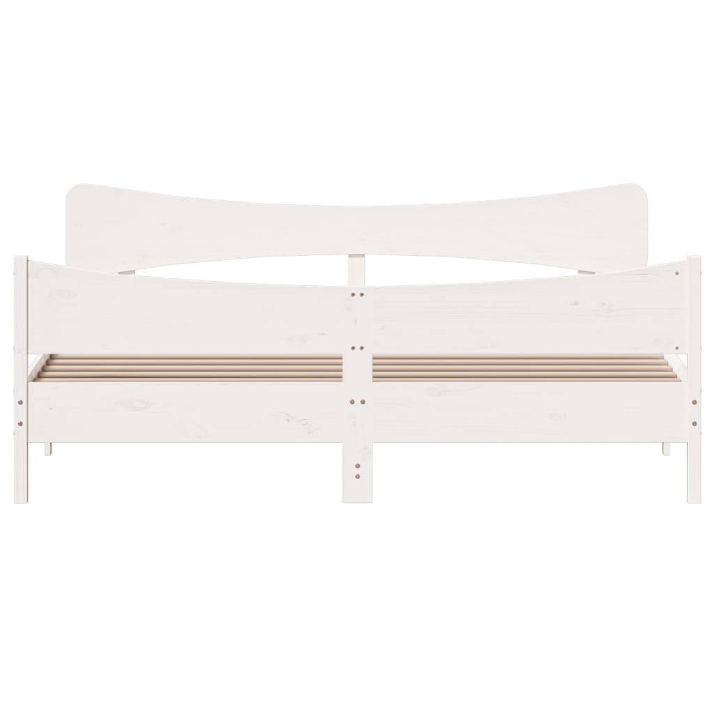 Sengeramme med madrass hvit 200x200 cm heltre furu