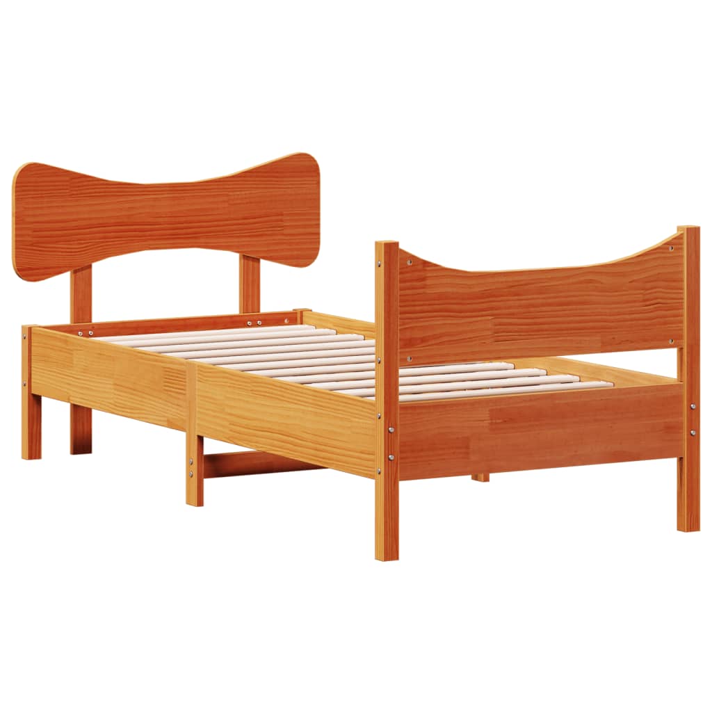 Sengeramme uten madrass voksbrun 75x190 cm heltre furu