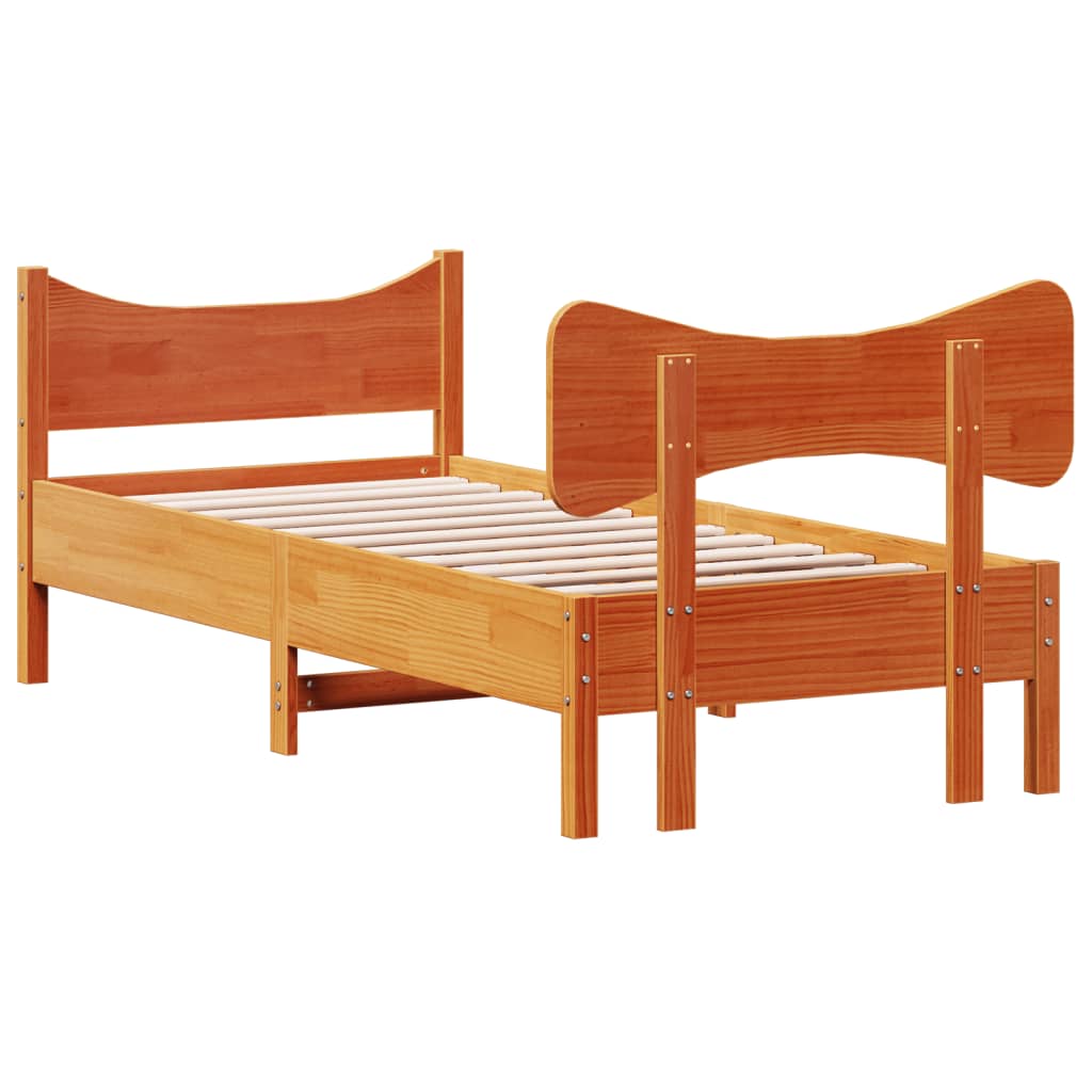 Sengeramme uten madrass voksbrun 75x190 cm heltre furu