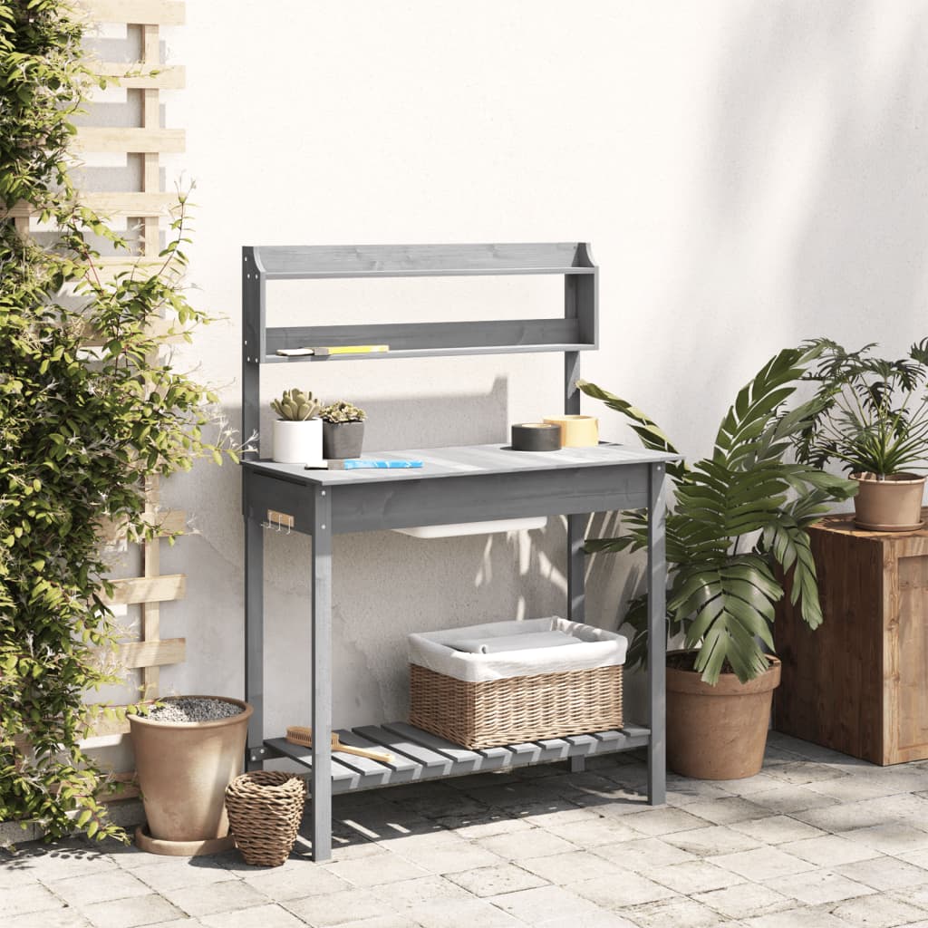 Pottebord med skap 147,5x44x139,5 cm heltre gran
