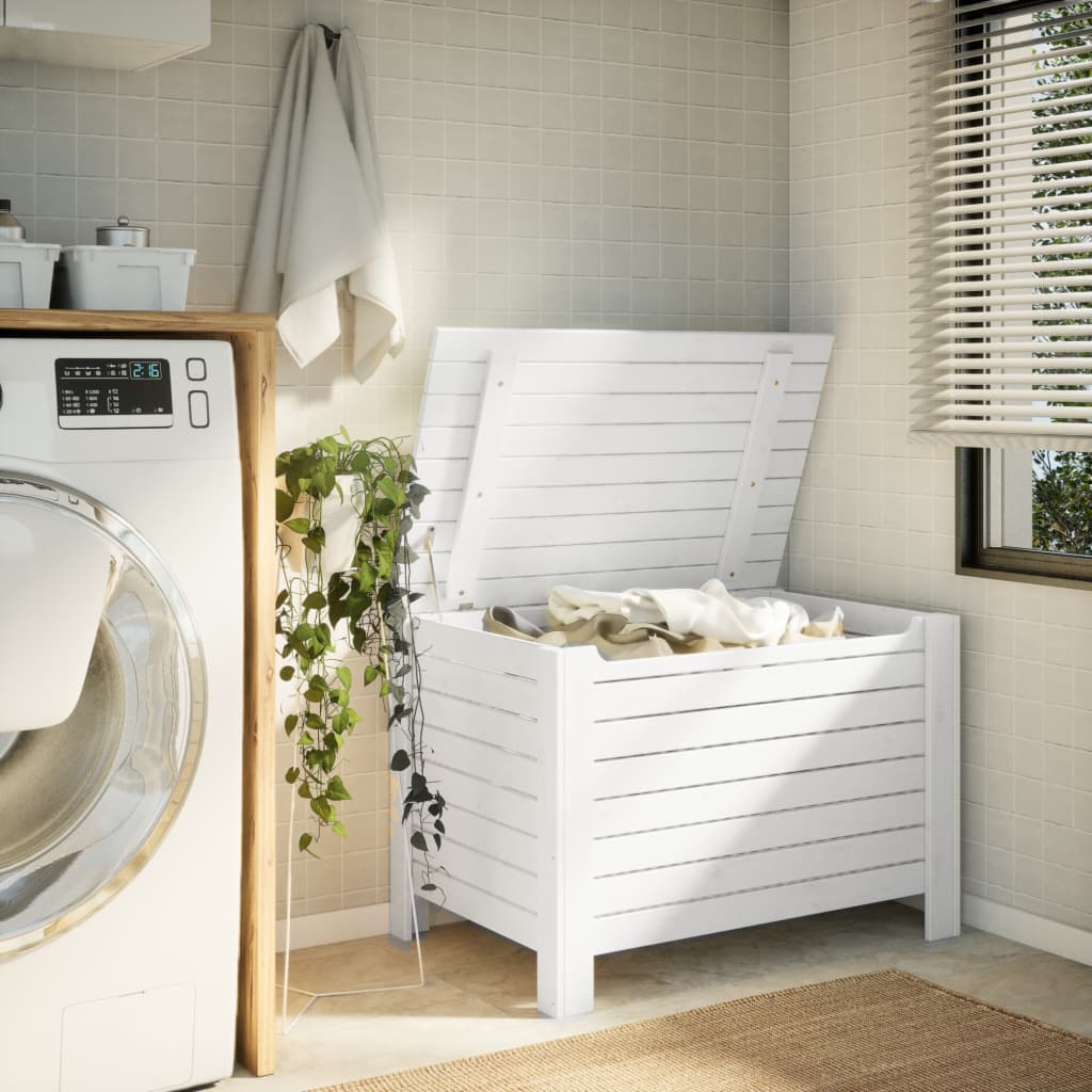 Putekasse med lokk RANA hvit 100x49x54 cm heltre furu
