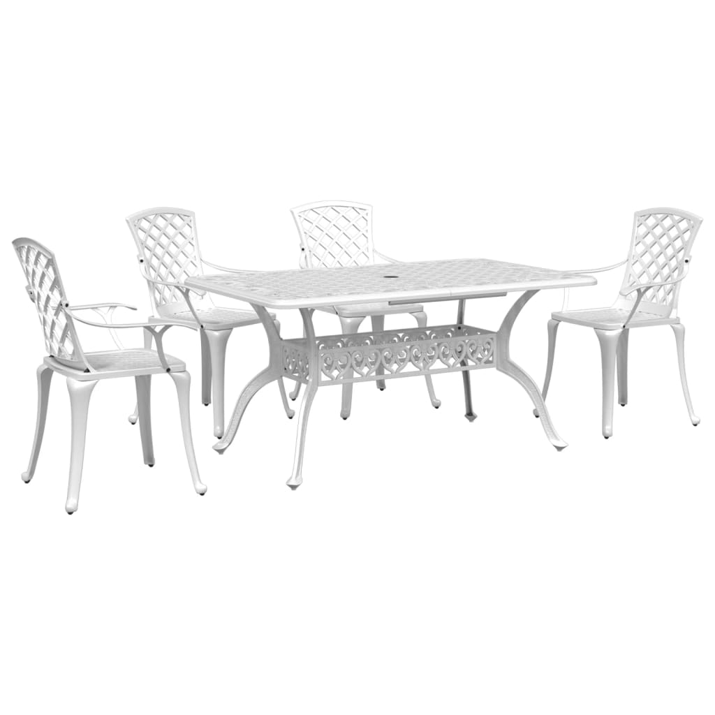 Hagespisegruppe 5 deler hvit støpt aluminium