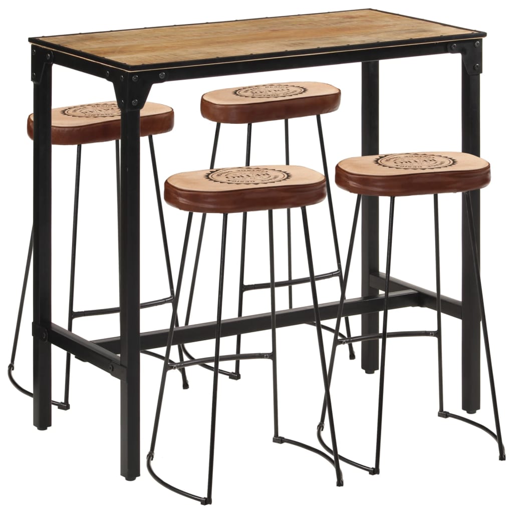 Barsett 5 deler grov heltre mango og metall