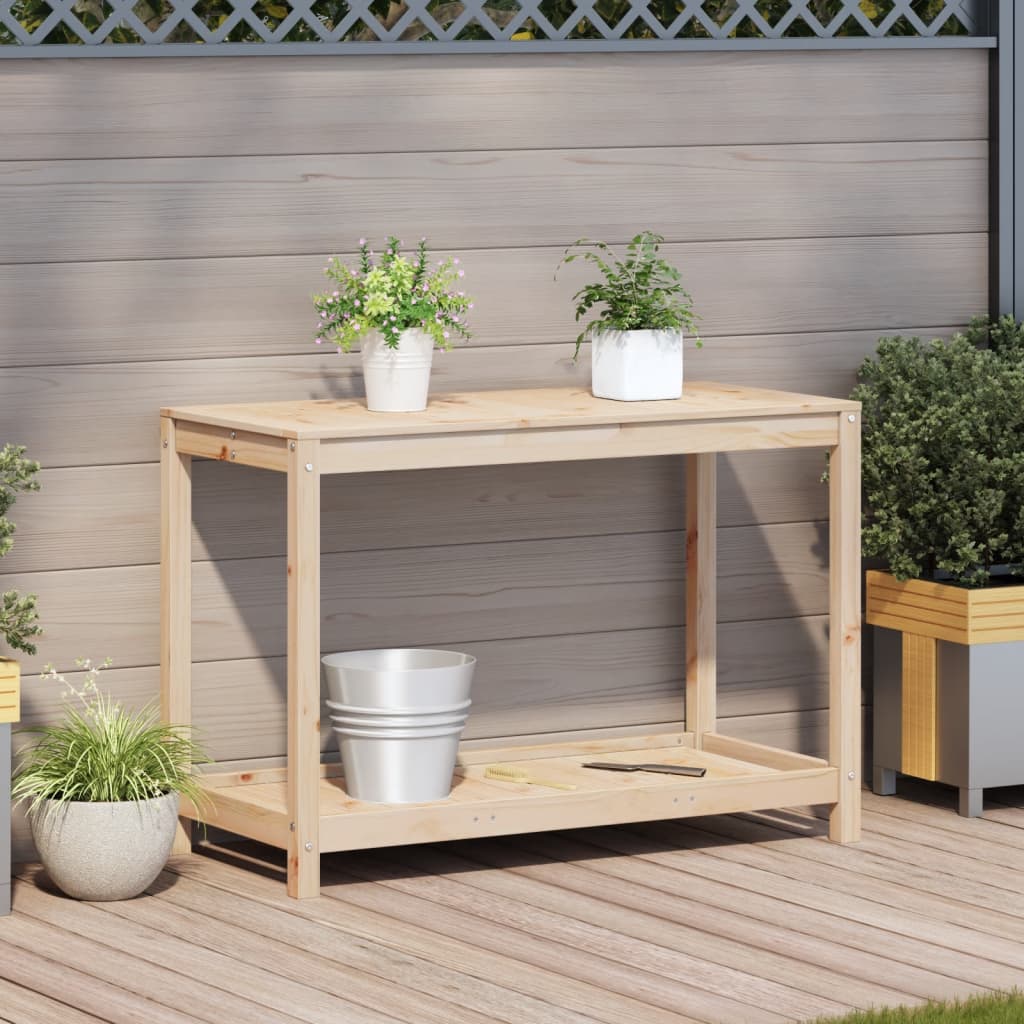 Pottebord med hylle 108x50x75 cm heltre furu vidaXL