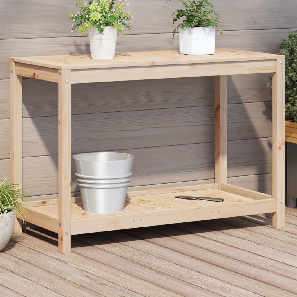 Pottebord med hylle 108x50x75 cm heltre furu vidaXL