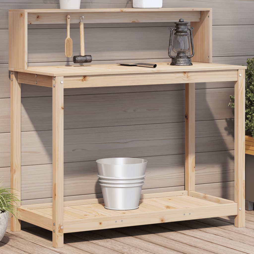 Pottebord med hyller 108x50x109,5 cm heltre furu vidaXL