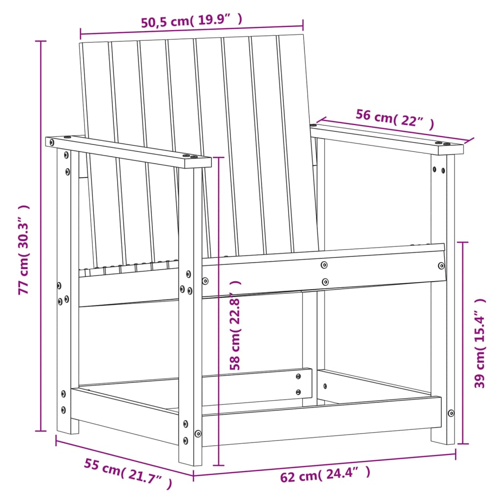 Hagestol 62x56x77 cm heltre douglasgran