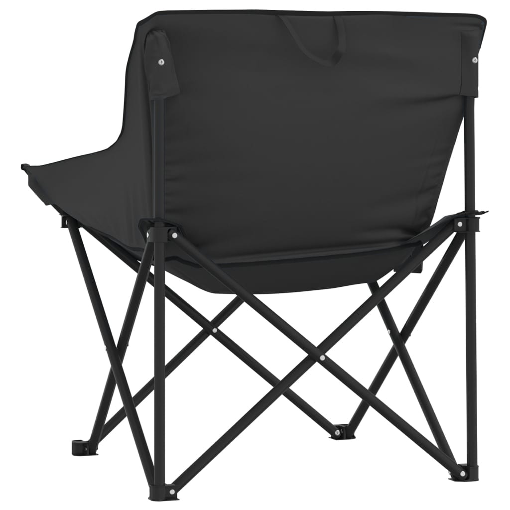 Campingstoler med lomme 2 stk sammenleggbar svart