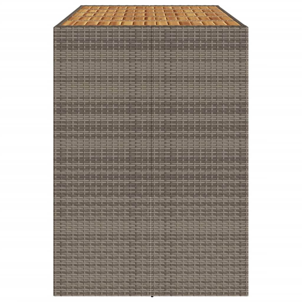 Barbord med topp i akasie grå 185x80x110 cm polyrotting