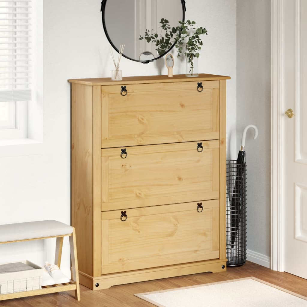 Skoskap Corona 99x32x124,5 cm heltre furu