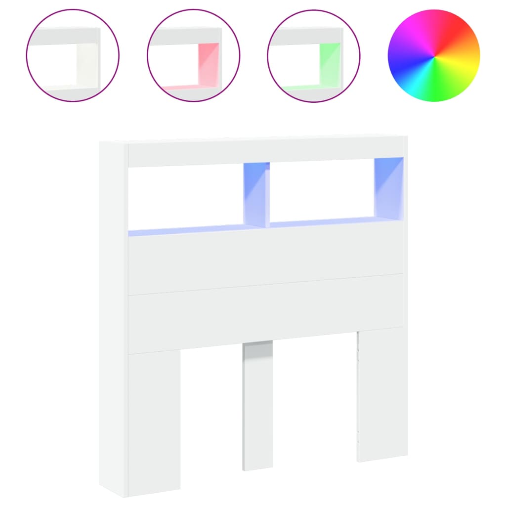 Hodegavl skap med LED hvit 100x17x102 cm