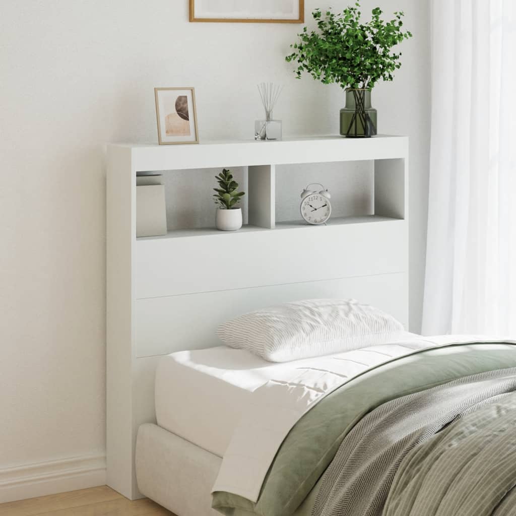 Hodegavl skap med LED hvit 100x17x102 cm