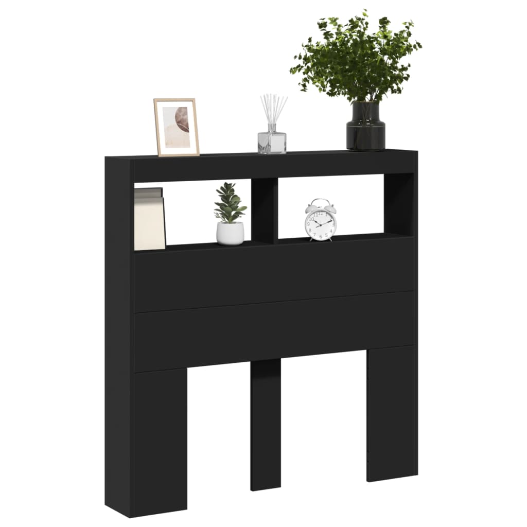 Hodegavl skap med LED svart 100x17x102 cm