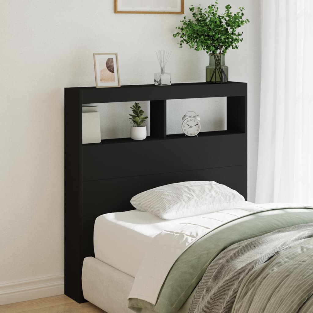 Hodegavl skap med LED svart 100x17x102 cm