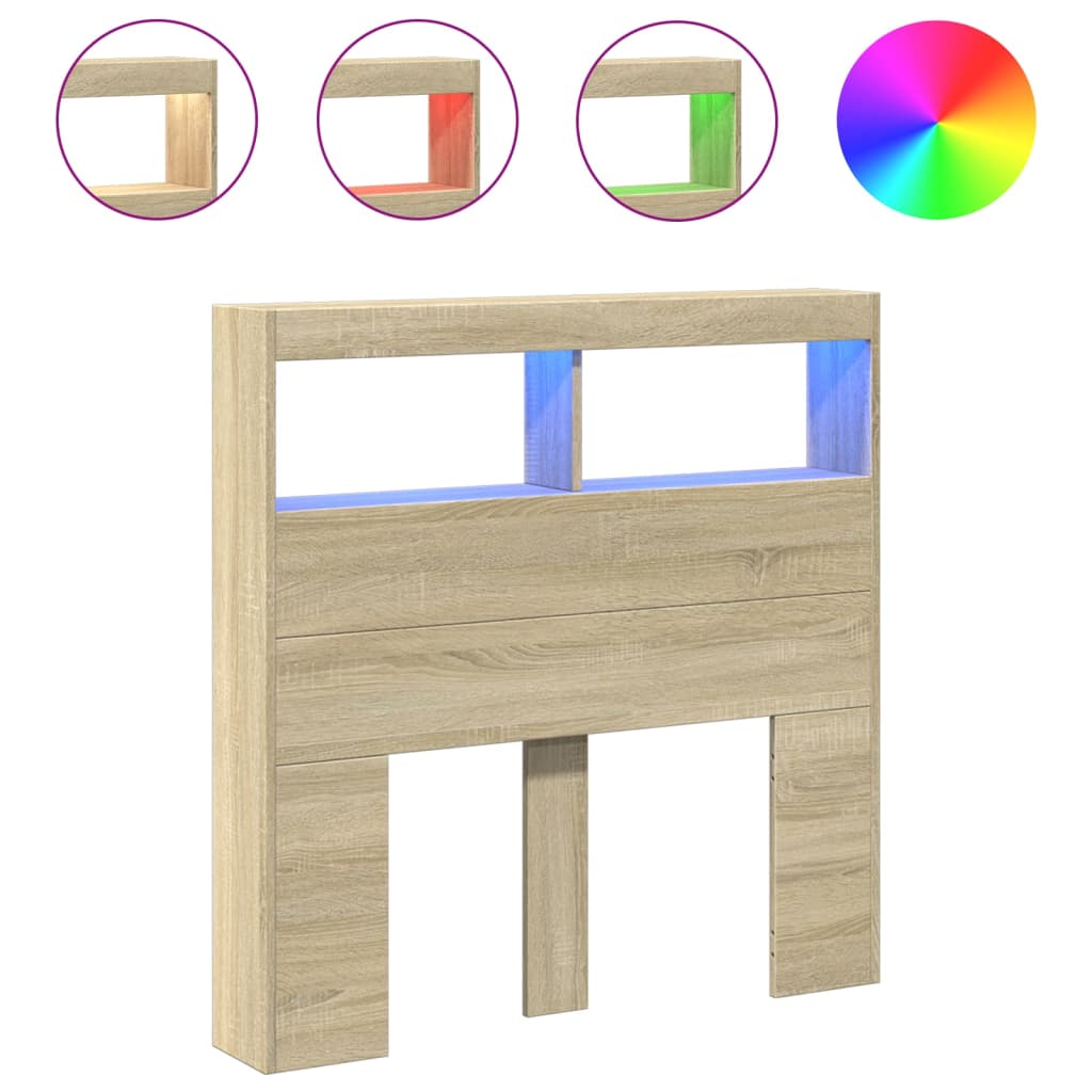 Hodegavl skap med LED sonoma eik 100x17x102 cm