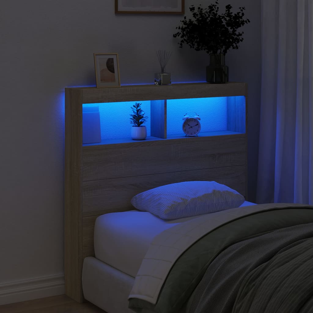 Hodegavl skap med LED sonoma eik 100x17x102 cm