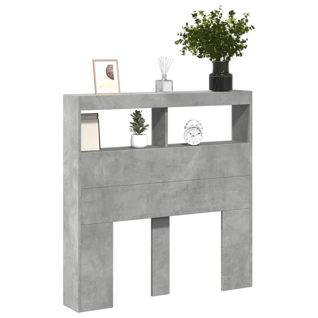 Hodegavl skap med LED betonggrå 100x17x102 cm