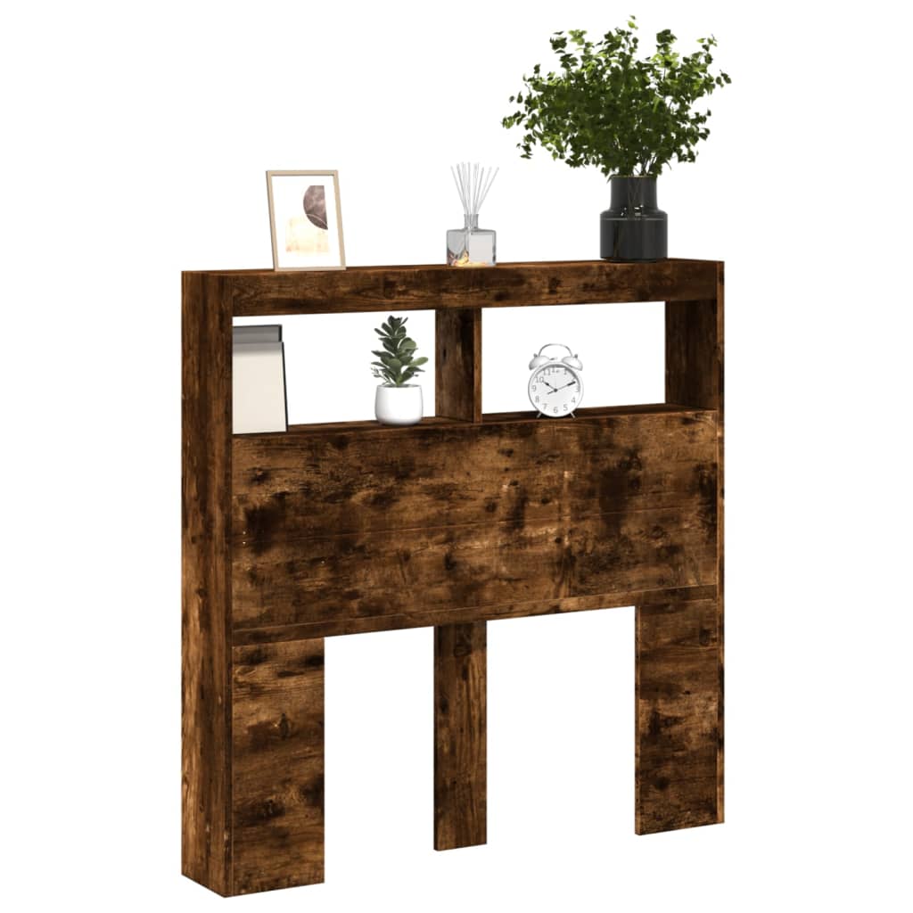 Hodegavl skap med LED røkt eik 100x17x102 cm