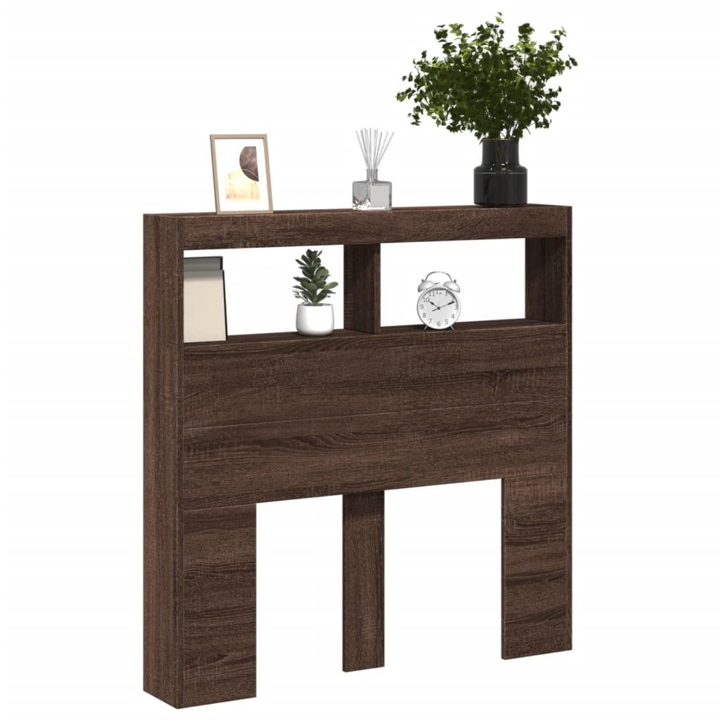 Hodegavl skap med LED brun eik 100x17x102 cm