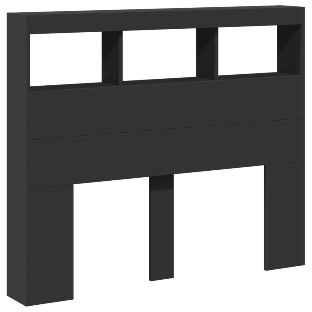 Hodegavl skap med LED svart 120x17x102 cm
