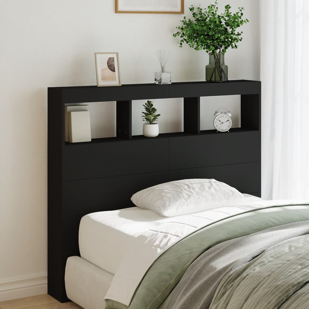 Hodegavl skap med LED svart 120x17x102 cm