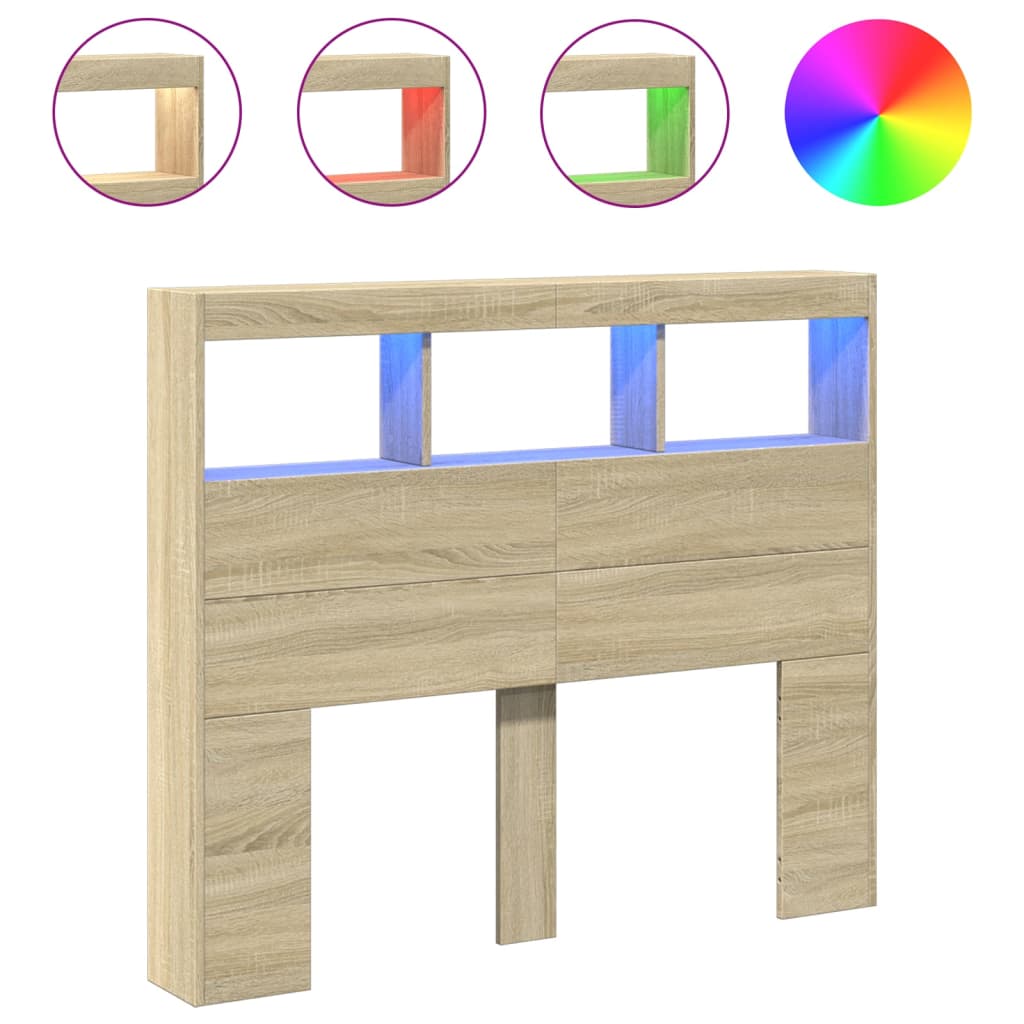 Hodegavl skap med LED sonoma eik 120x17x102 cm