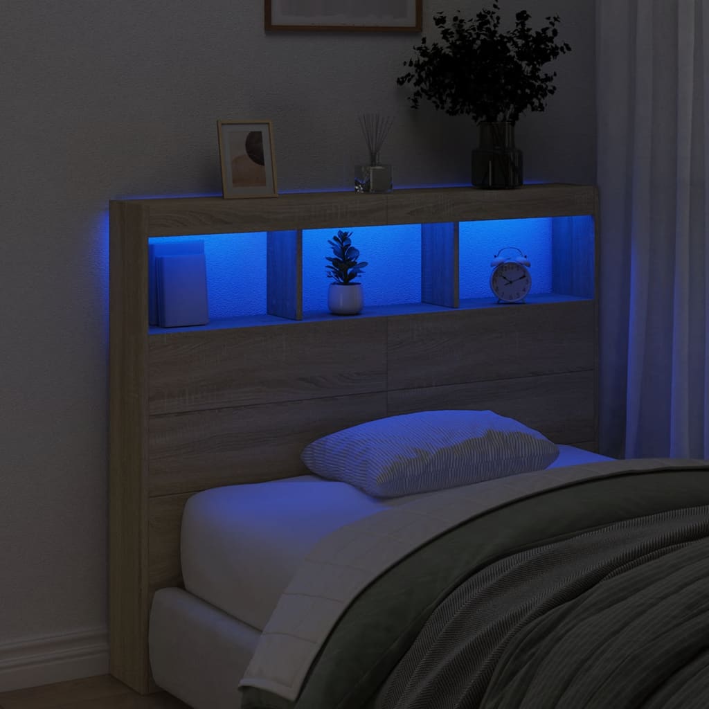 Hodegavl skap med LED sonoma eik 120x17x102 cm